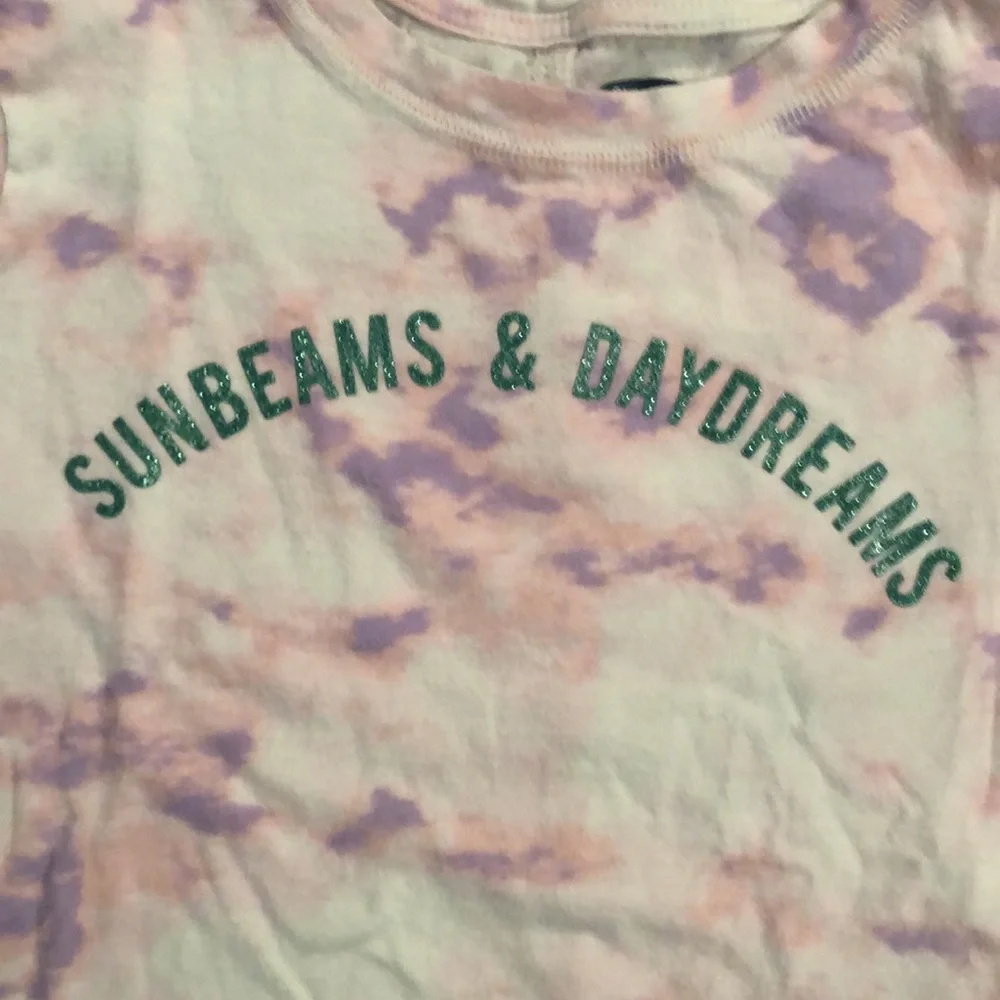 Old Navy l White Purple Tie Dye Glitter Sunbeams & Daydreams Top